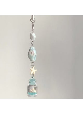Kawaii Beaded  Phone Charms Strap Cute Ocean Wishing Bottle Cell Phone Lanyard Wrist Strap（blue） - view 2